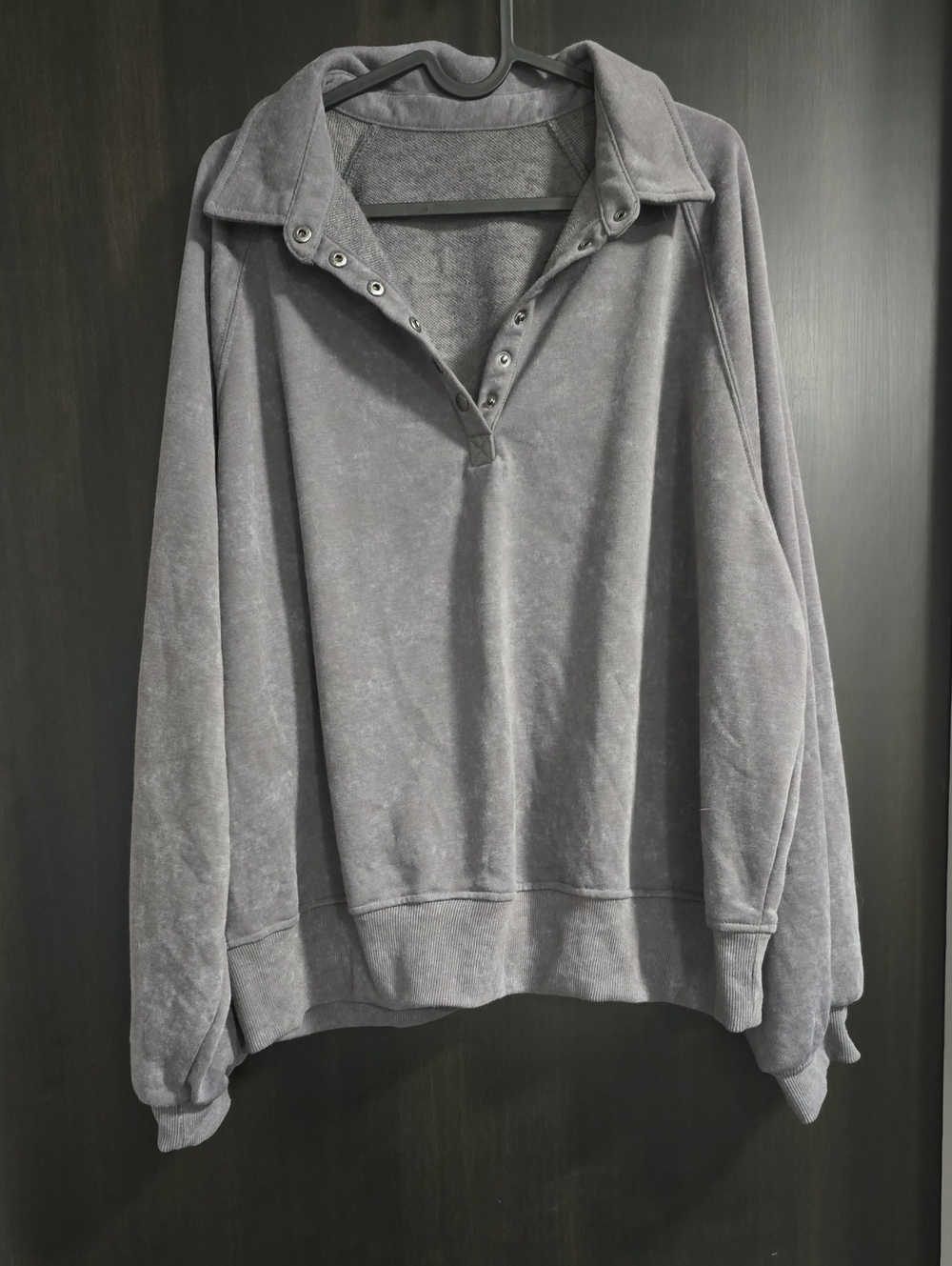 Gray Snap-Front Pullover Sweater, XXL